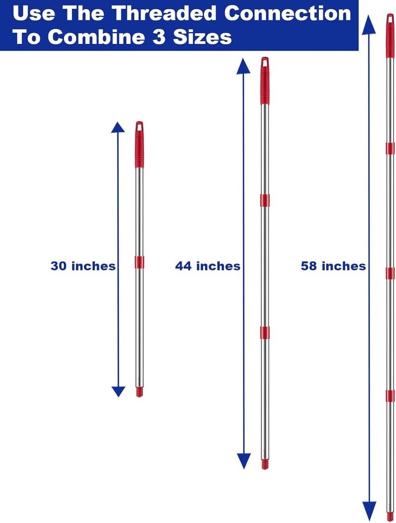 TIDYKITC Mop Replacement Handle Compatible with Ocedar Mop Head and Broom, 4-Section 30" to 58" Spin Mop Stick Compatible with O Cedar Mop Replace Base (Mop Base&Refill not Included) - Image 3